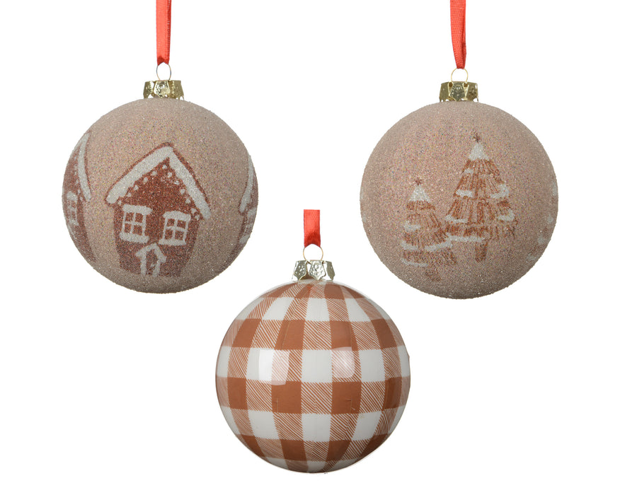 Orn Ball Gingerbread Colour with White