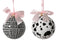 Orn Ball Black & White Checkered/Blobs with Pink Bow