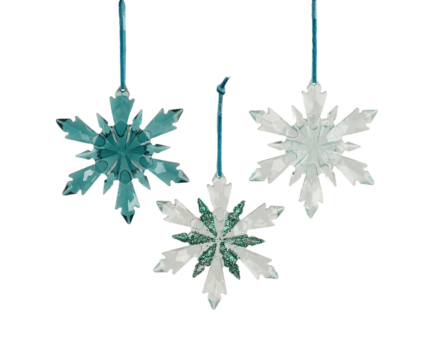 Orn Snowflake Emerald/White