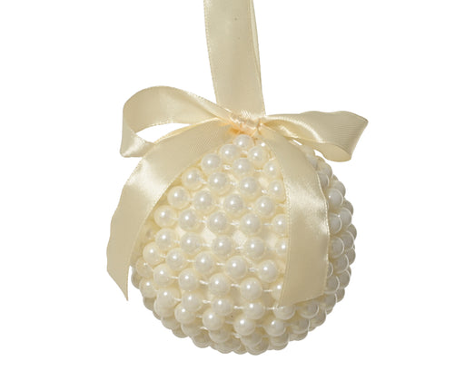 Orn Ball Cream with Pearls