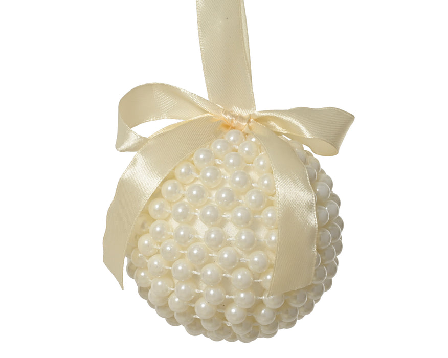 Orn Ball Cream with Pearls