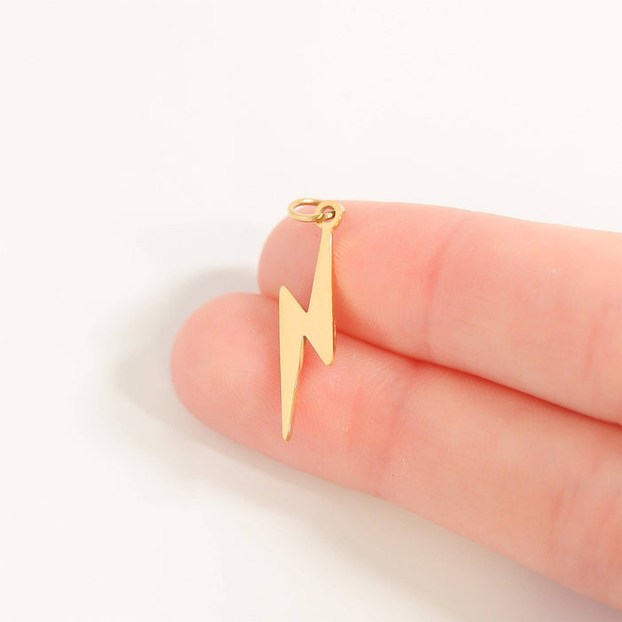 18K Gold PVD Stainless Steel Lightning Bolt Charm