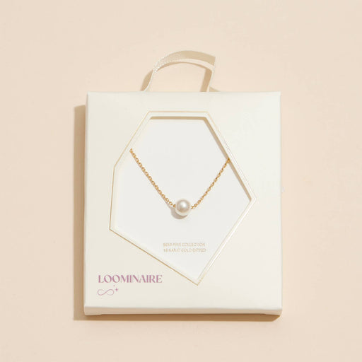 6mm Classic Pearl Charm 18K Gold Dip Necklace
