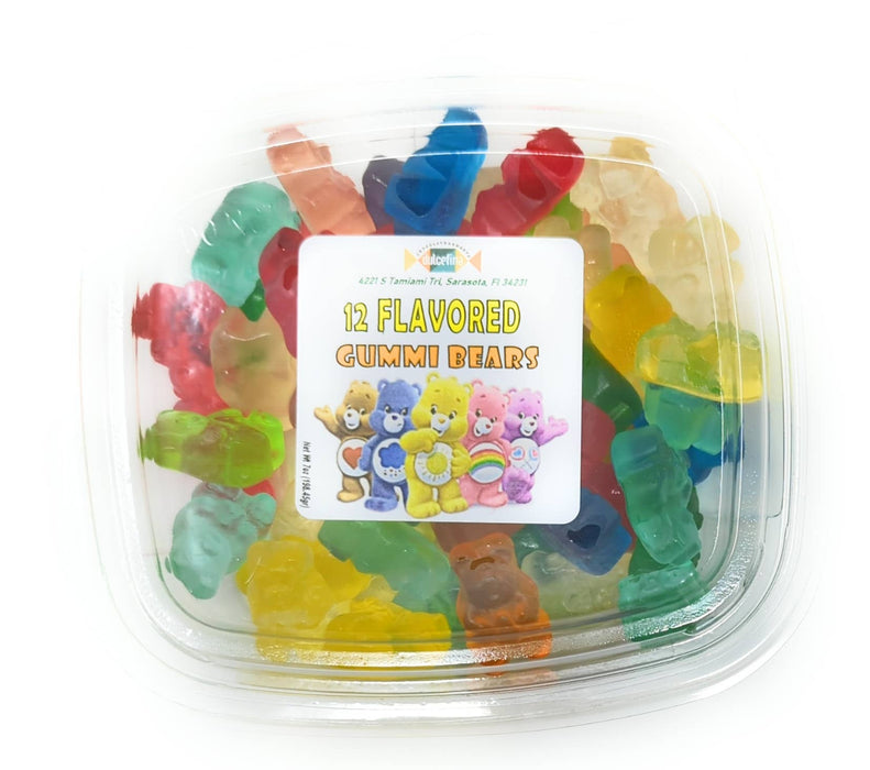 12 Flavors Fruity Gummy Bears 7oz Tub