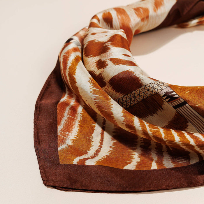 Animal Print Polyester Silk-Feel Safari Square Scarf
