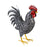 Metal Rooster 14" w/Dark Feathers
