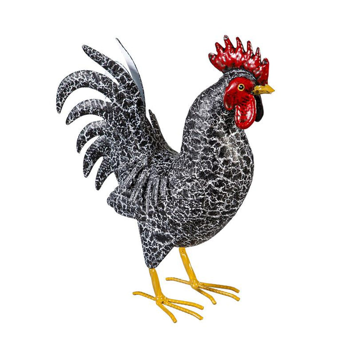 Metal Rooster 14" w/Dark Feathers