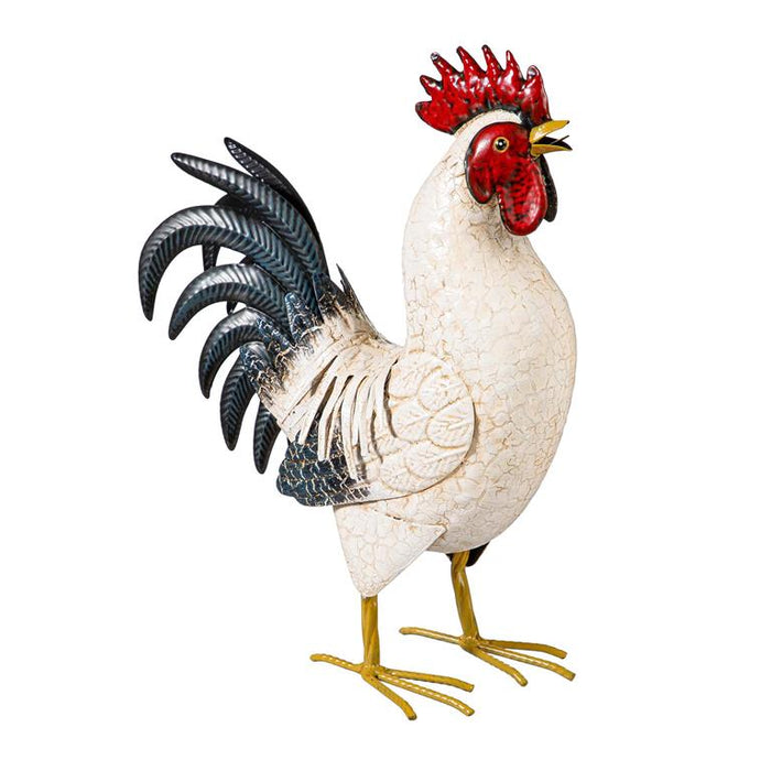 Metal Rooster 14" w/Light Feathers