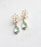 Glass Leaf Earrings | Rhinestone Studs | Gold
