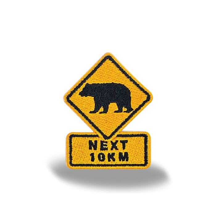 Bear Crossing Road Sign Iron On Embroidery Patch