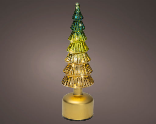 Glass Tree Mico LED Emerald/Gold 33 cm Rotating