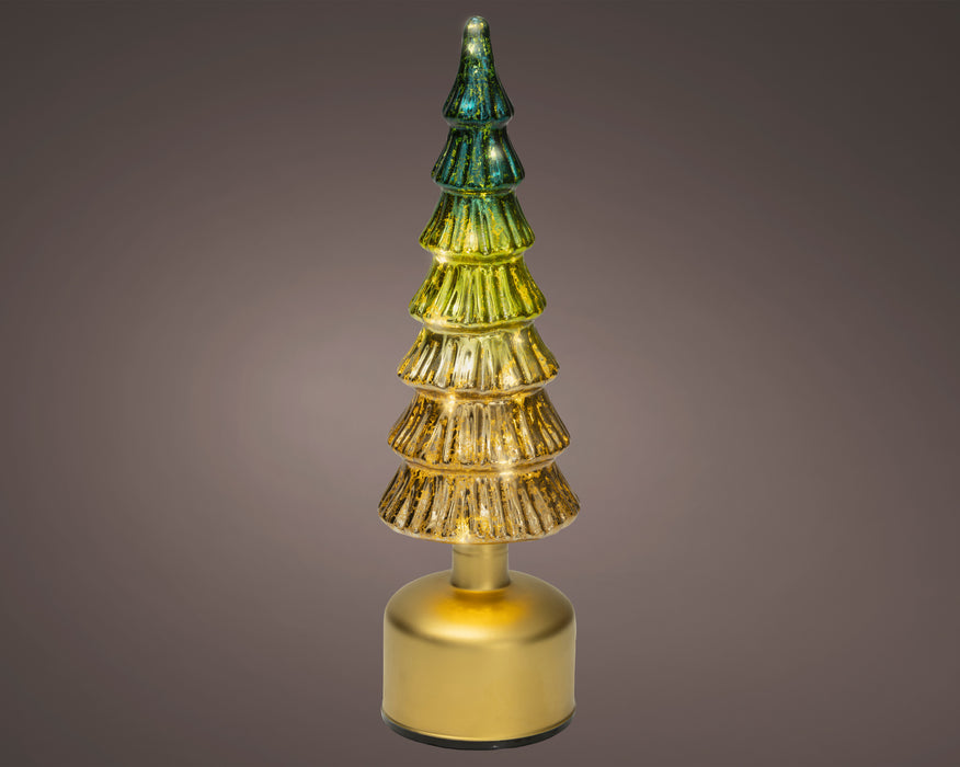 Glass Tree Mico LED Emerald/Gold 33 cm Rotating