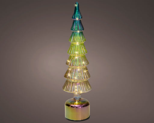 Glass Tree Mico LED Emerald/Gold 39 cm Rotating