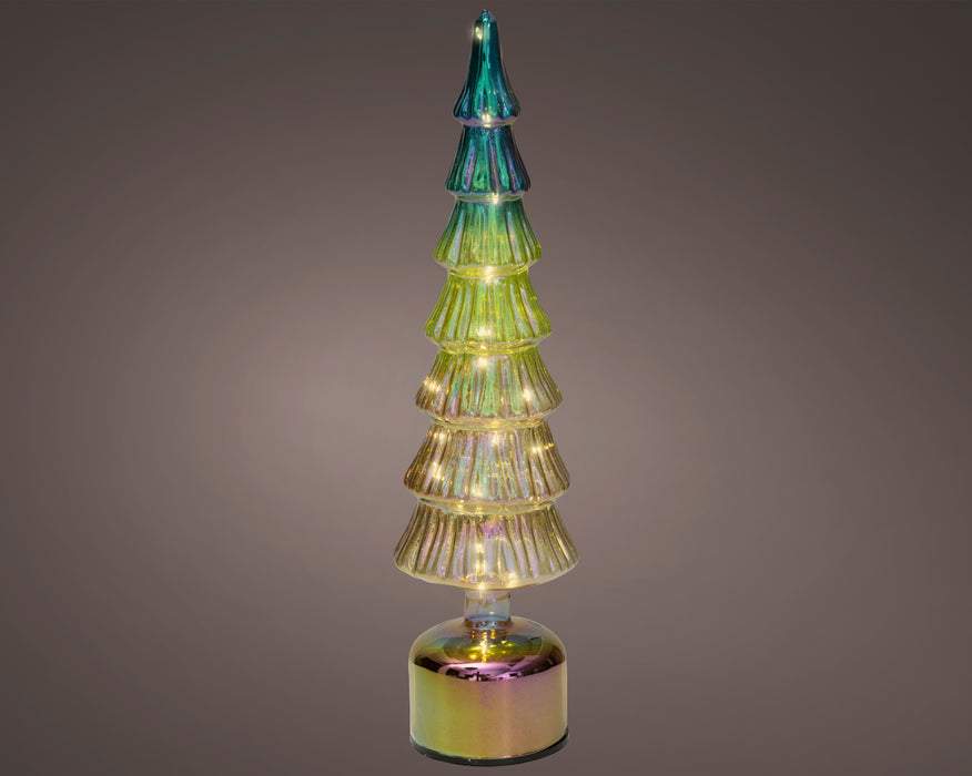 Glass Tree Mico LED Emerald/Gold 39 cm Rotating