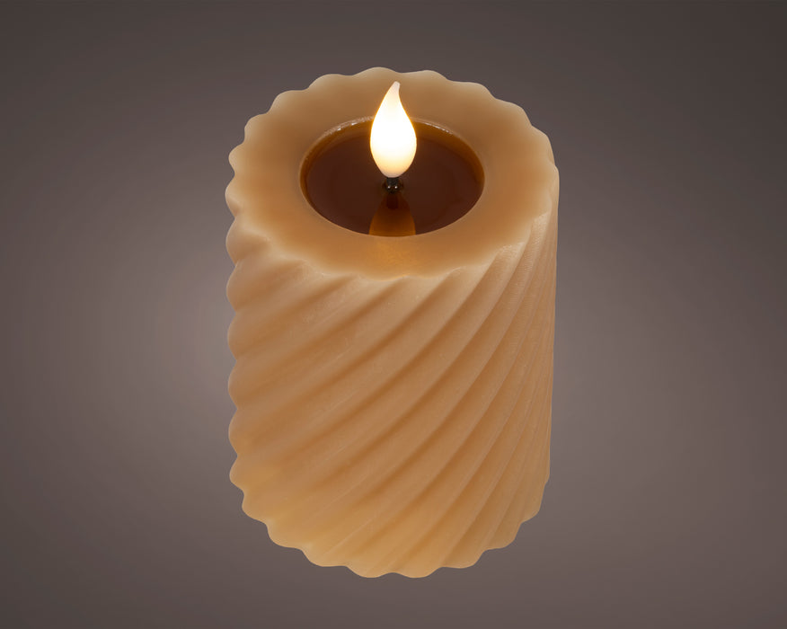 Candle Brown/Warm White LED Wick 7.5 x 12 cm