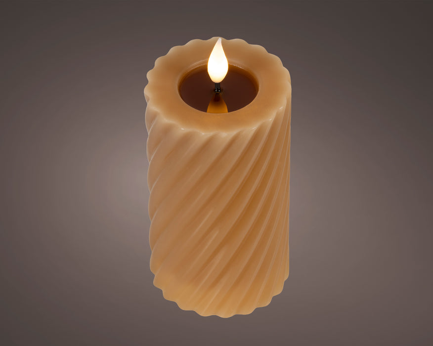 Candle Brown/Warm White LED Wick 7.5 x 16 cm