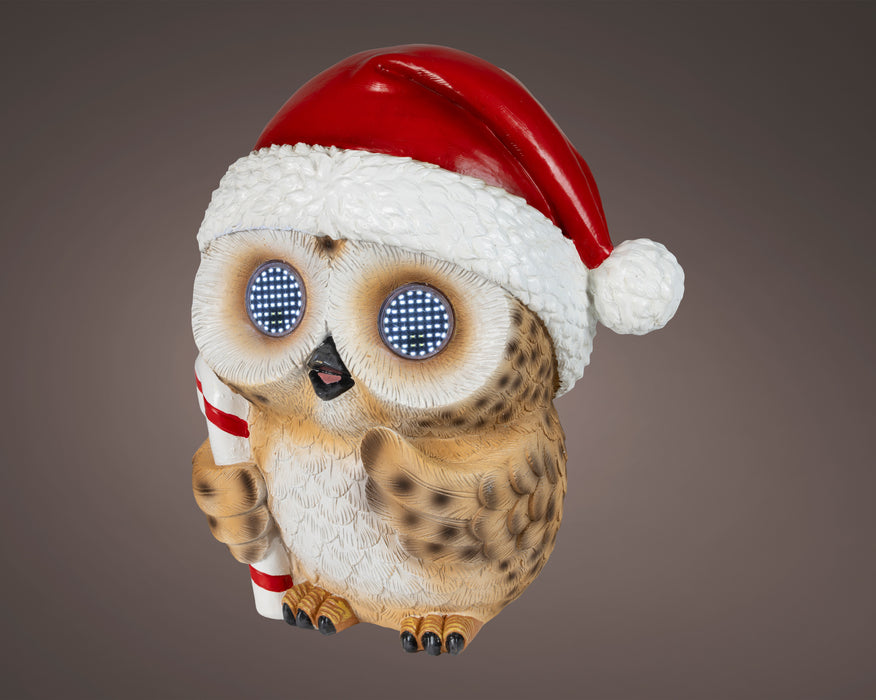 Owl with Santa Hat LED 29 cm