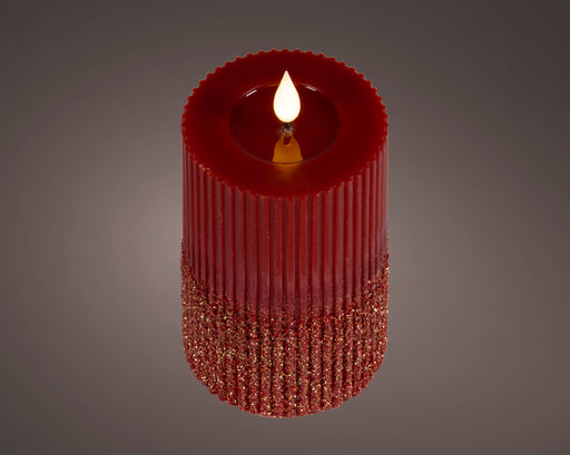 Candle Dk. Red/Warm White LED Wick 7.5 x 15 CM