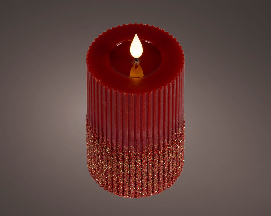 Candle Dk. Red/Warm White LED Wick 7.5 x 15 CM