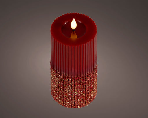 Candle Dk. Red/Warm White LED Wick 7.5 x 18 cm