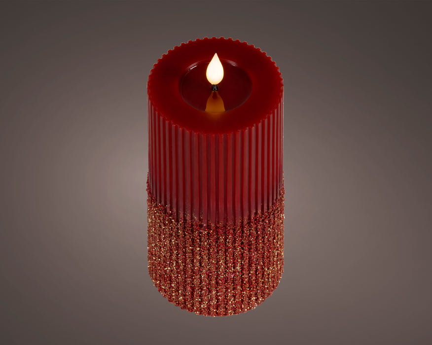 Candle Dk. Red/Warm White LED Wick 7.5 x 18 cm