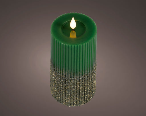 Candle Emerald/Warm White LED Wick 7.5 x 18 cm