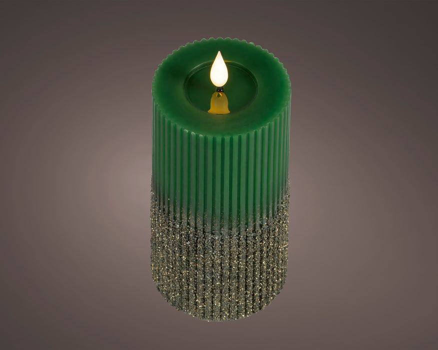 Candle Emerald/Warm White LED Wick 7.5 x 18 cm