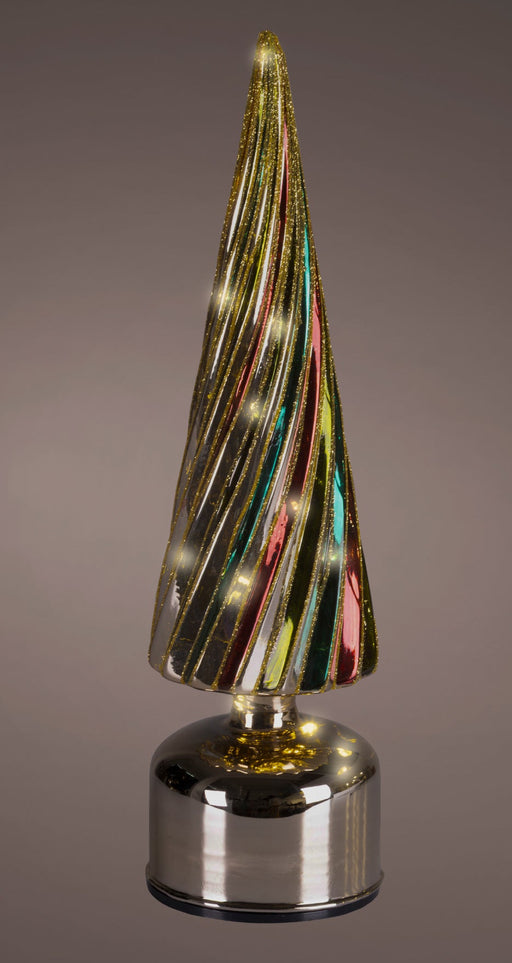 Micro LED Rotating Glass Tree 35cm Multi Colour