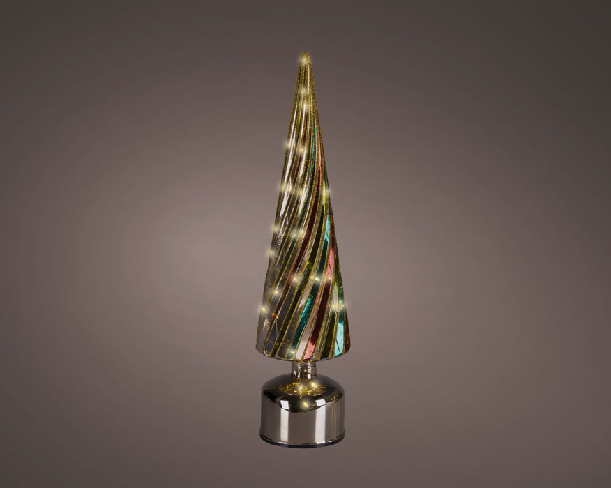 Micro LED Rotating Glass Tree 40cm Multi Colour