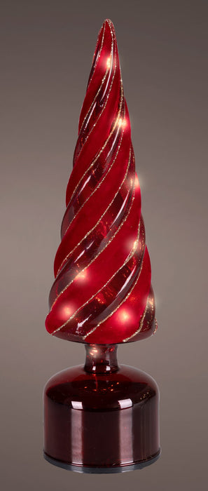 Micro LED Red/Warm White Glass Rotating Tree 33.5 cm