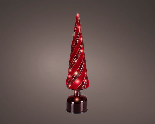 Micro LED Red/Warm White Glass Rotating Tree 40.5 cm
