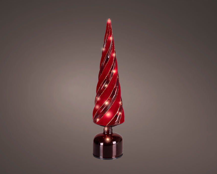 Micro LED Red/Warm White Glass Rotating Tree 40.5 cm