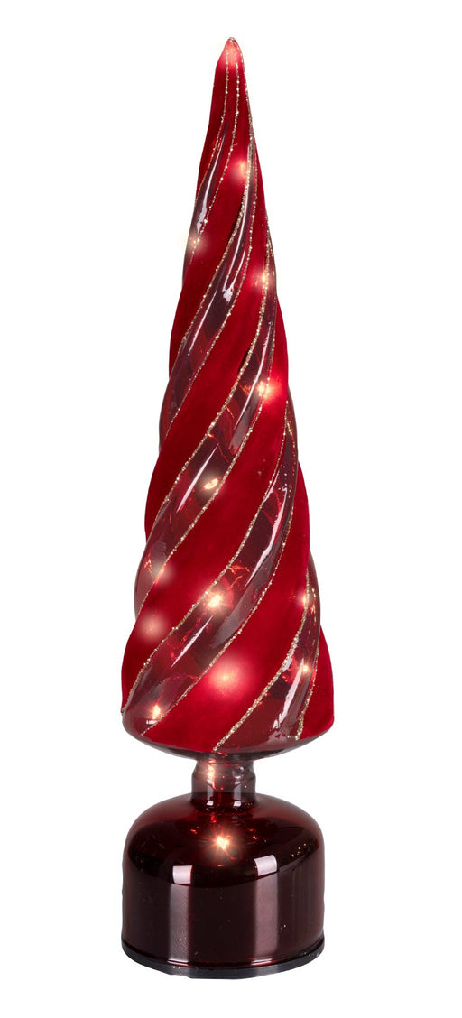 Micro LED Red/Warm White Glass Rotating Tree 40.5 cm