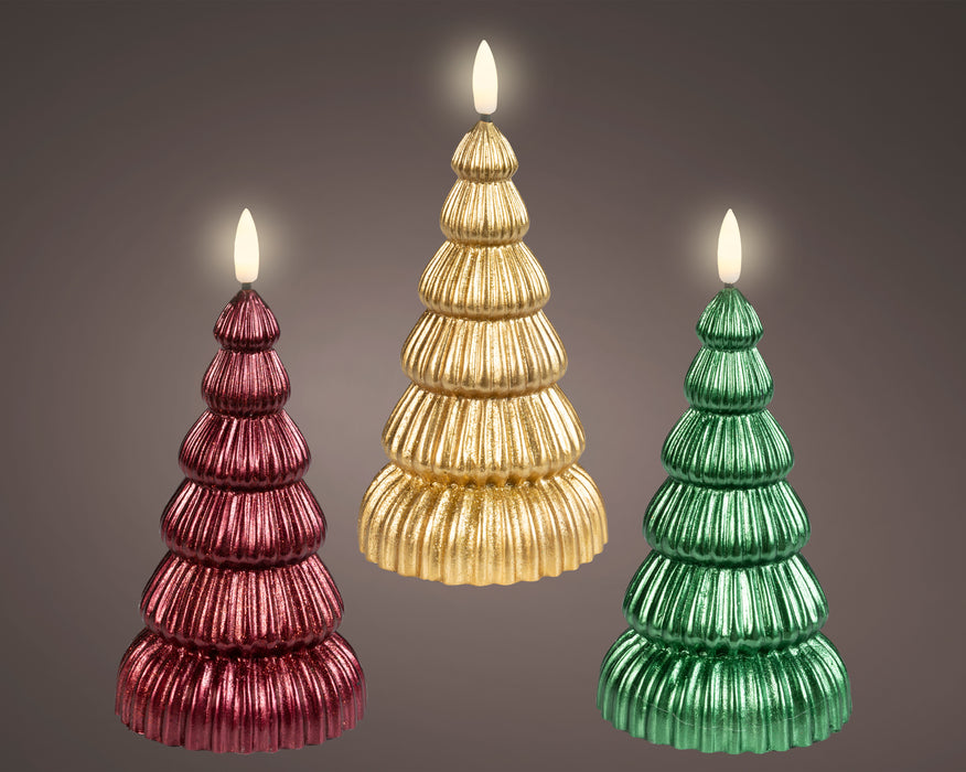 LED Wick Candle Wax Tree 8.5 x 17.5 cm Assorted