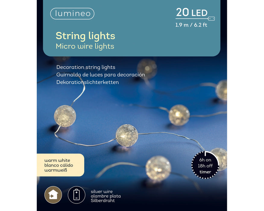 String Light Micro LED SteadySilver/Wm White 190 cm