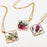 Floral Square Pendant Pressed Dried Flowers Necklace