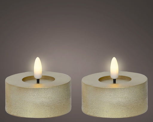 Candle LED Gold/Warm White 7 x 6 cm Tealight Pair