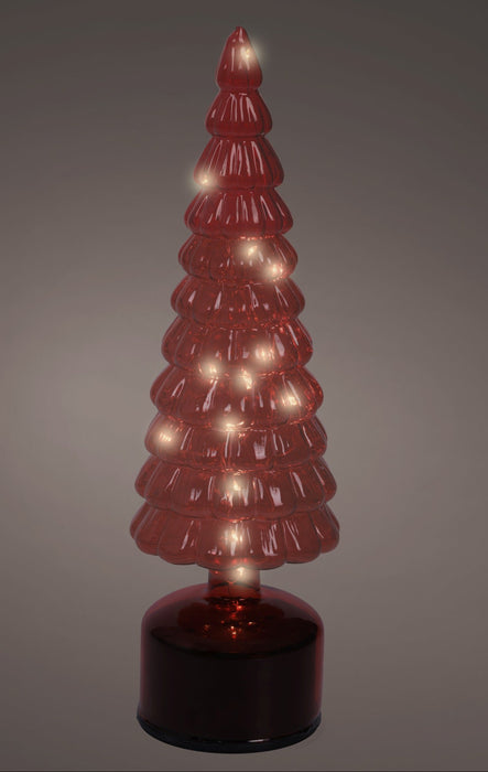 Lights Micro Rotating Glass Tree I/D Red/Warm White 34cm