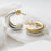 Gold Stainless Steel Mixed Metal Statement Huggie Earrings