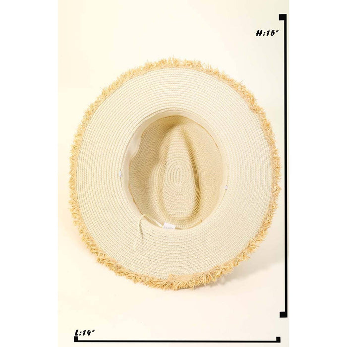 Straw Braided Fringe Fedora Hat