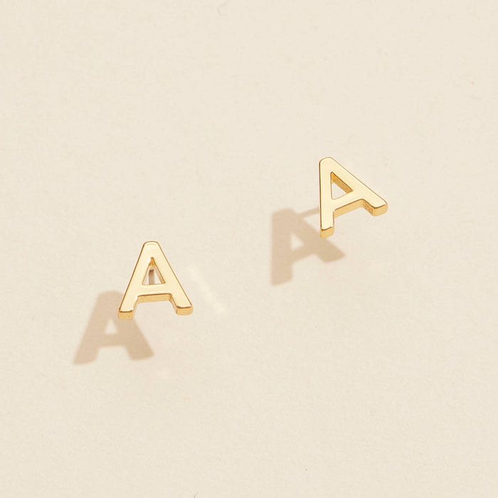 Initial Metal Stud Earrings 16 Assorted Pack