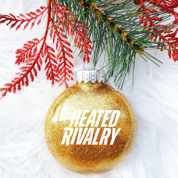 Heated Rivalry | Ornament | Gold Glitter | Plastic |