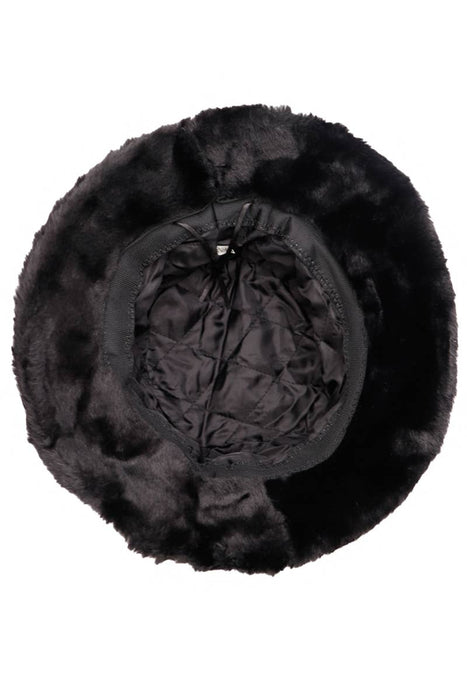 Solid Faux Fur Bucket Hat - Diamond Quilted Fabric
