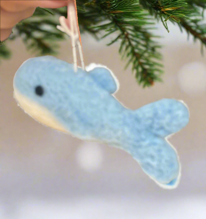 Orn. Whale Blue Felt