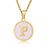 Pink Shell Initial 18K Gold Plated SS Round Charm Necklace