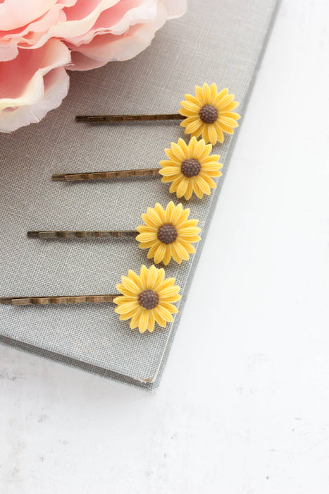 Yellow Daisy Bobby Pins