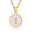 Pink Shell Initial 18K Gold Plated SS Round Charm Necklace