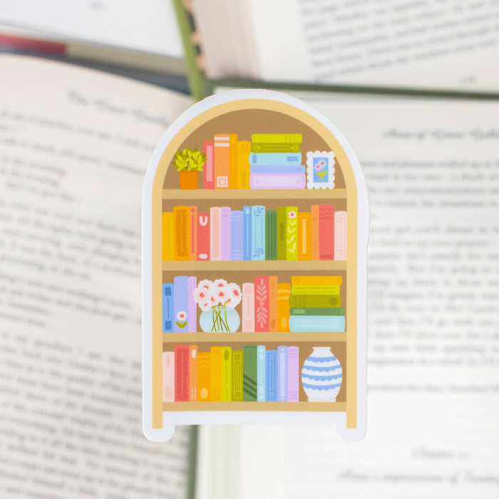 Rainbow Bookshelf Sticker 2.1x3.2in