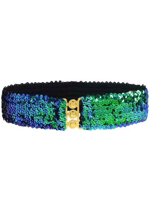 Women Glitter Sequin Belts Stretchy Sparkly Cinch Belt Disco