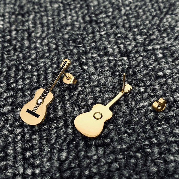 Gold Plated Stainless Steel Guitar Stud Earrings - FGS